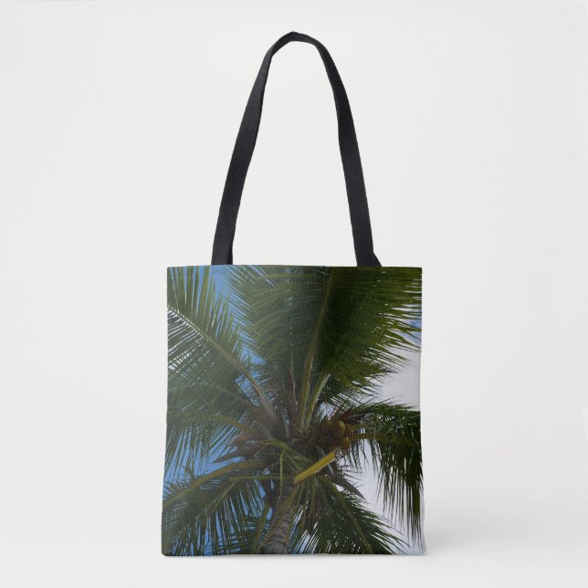 Looking Up to Coconut Palm Tree Tropical Nature Tote Bag (Front)