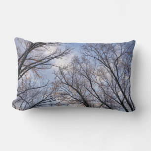 Looking Up to Winter Morning Trees Lumbar Cushion