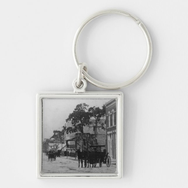 Looking West On Flagler Street Key Ring (Front)
