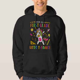 Lookout 1st Grade Here I Come Unicorn Dab Girls Fi Hoodie