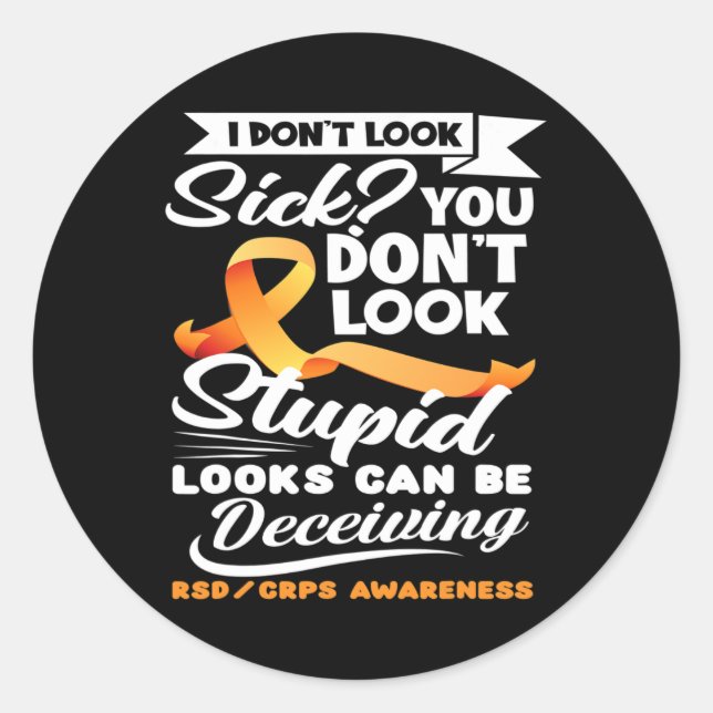 Looks Can Be Deceiving Orange Ribbon Rsd Crps Awar Classic Round Sticker (Front)