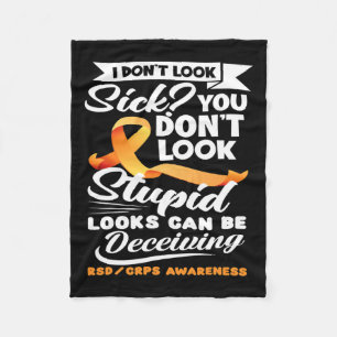 Looks Can Be Deceiving Orange Ribbon Rsd Crps Awar Fleece Blanket
