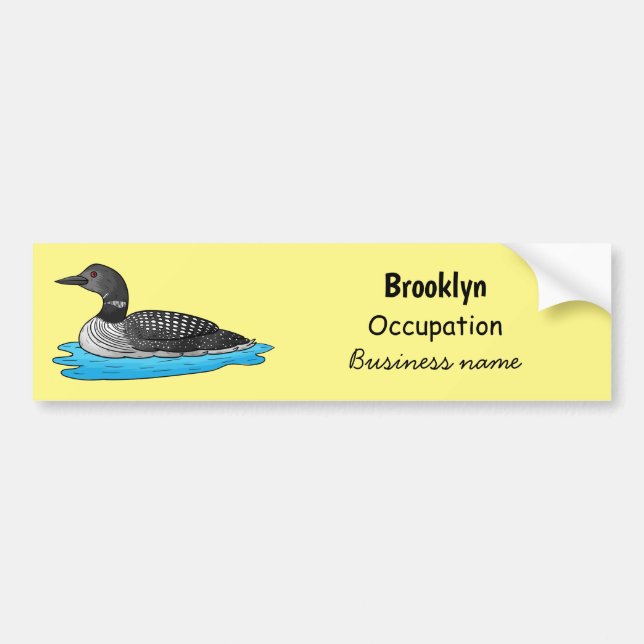 Loon bird cartoon illustration bumper sticker (Front)