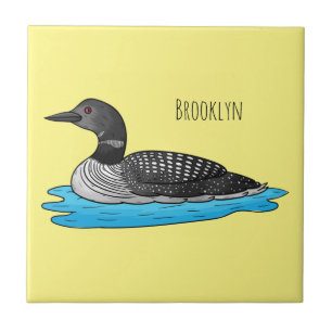 Loon bird cartoon illustration ceramic tile