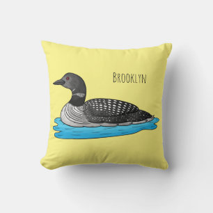 Loon bird cartoon illustration cushion