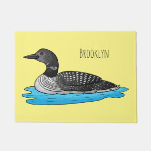 Loon bird cartoon illustration doormat