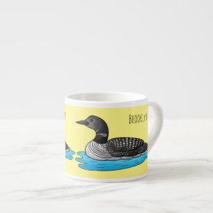 Loon bird cartoon illustration espresso cup