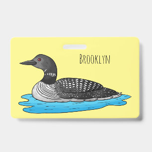 Loon bird cartoon illustration ID badge