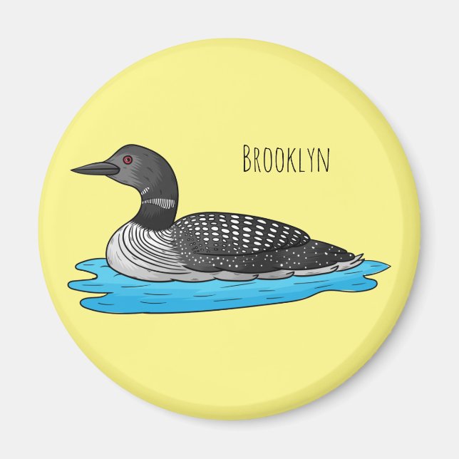Loon bird cartoon illustration  magnet (Front)