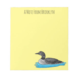 Loon bird cartoon illustration notepad