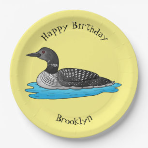 Loon bird cartoon illustration paper plate