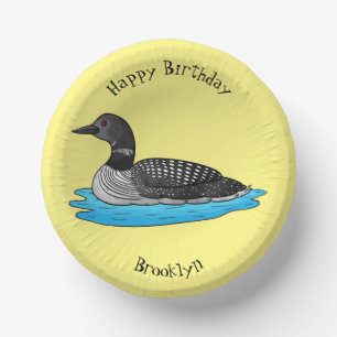 Loon bird cartoon illustration paper plate