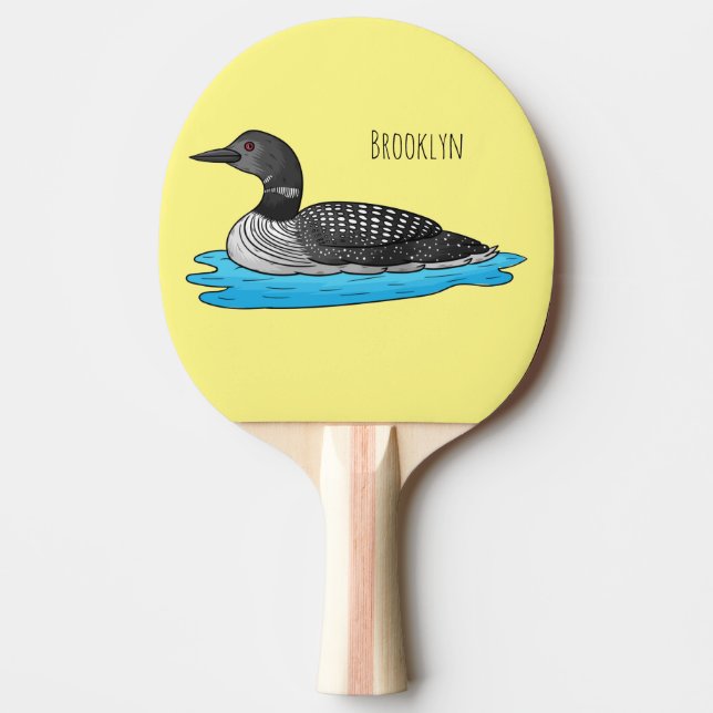 Loon bird cartoon illustration  ping pong paddle (Front)