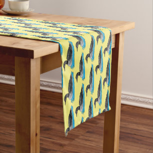 Loon bird cartoon illustration short table runner