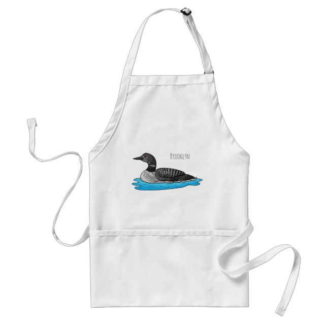 Loon bird cartoon illustration  standard apron (Front)