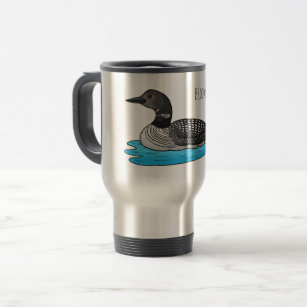 Loon bird cartoon illustration  travel mug
