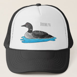 Loon bird cartoon illustration  trucker hat