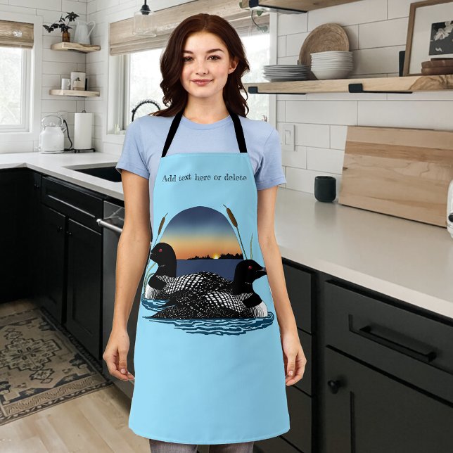 Loon Couple Sunset Blue Apron (Creator Uploaded)