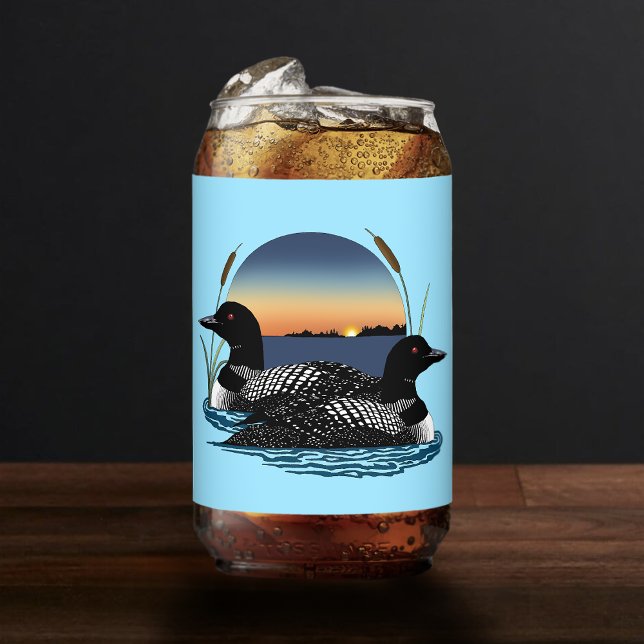 Loon Couple Sunset Blue Can Glass (Creator Uploaded)