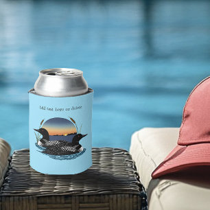 Loon Couple Sunset Blue Lake Wildlife Can Cooler