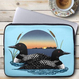 Loon Couple Sunset Blue Laptop Sleeve