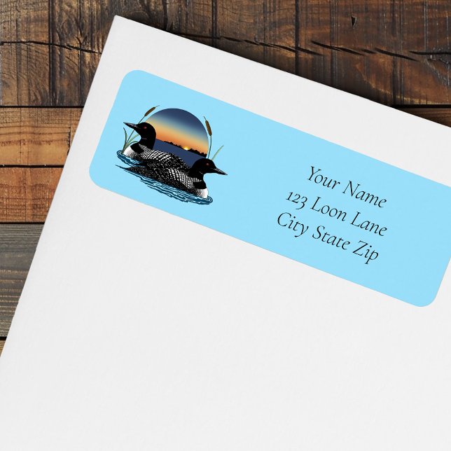 Loon Couple Sunset Blue Return Address Label (Creator Uploaded)