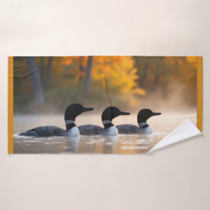 Loon Family in Autumn Bath Towel Set