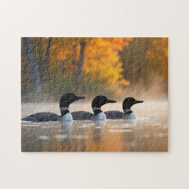 Loon Family in Autumn Jigsaw Puzzle (Horizontal)