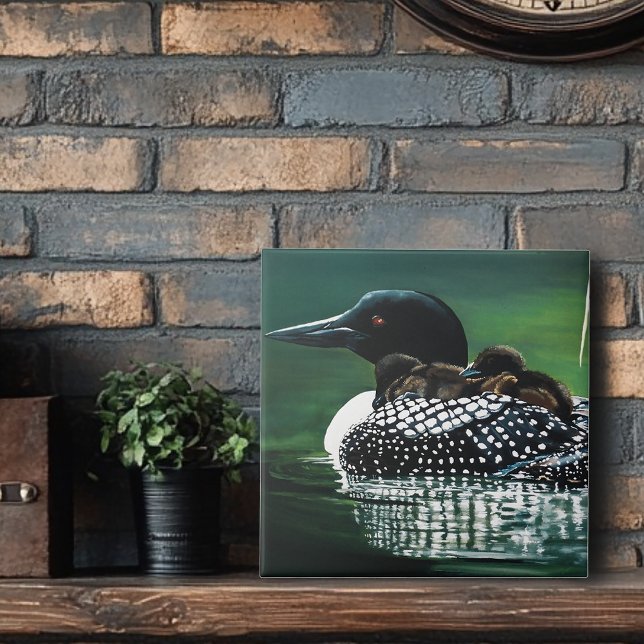 Loon Family Outing Ceramic Tile (Creator Uploaded)