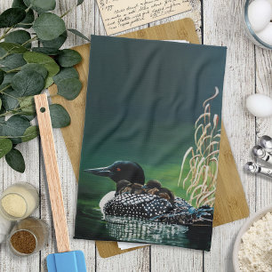 Loon Family Outing Tea Towel