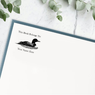 Loon Lake Life Cabin Bookplate Rubber Stamp