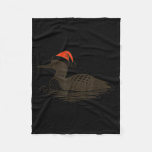Loon Lover Santa Hat Christmas Bird Watching Xmas Fleece Blanket