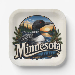 Loon Minnesota State Bird  Paper Plate