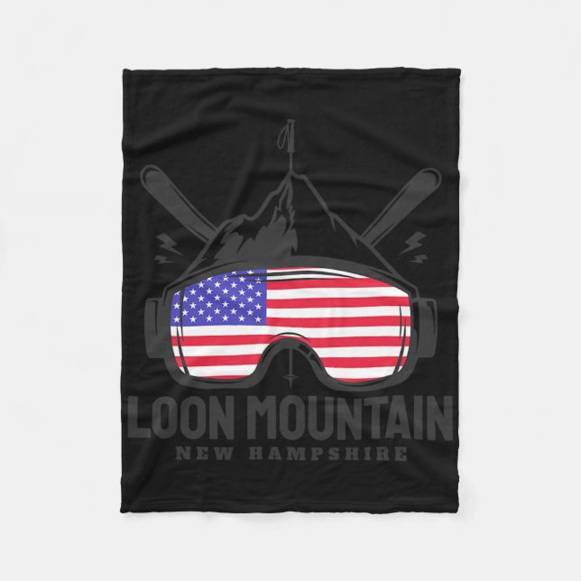 Loon Mountain New Hampshire Usa Ski Retro Skiing  Fleece Blanket (Front)