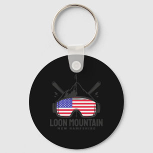 Loon Mountain New Hampshire Usa Ski Retro Skiing Key Ring