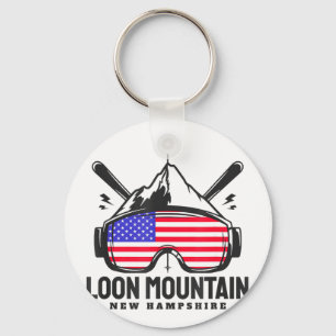 Loon mountain new hampshire usa ski retro skiing key ring