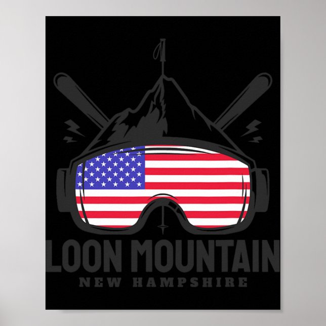 Loon Mountain New Hampshire Usa Ski Retro Skiing  Poster (Front)