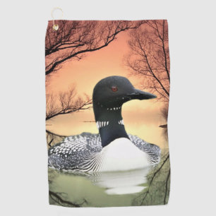 Loon On Lake Loon Reflections Call Of The Loon Golf Towel