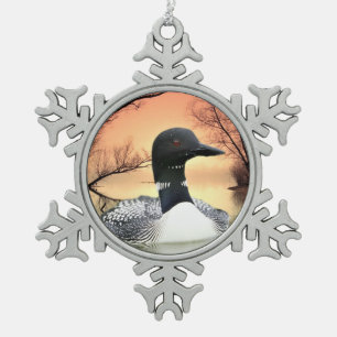 Loon On Lake Loon Reflections Call Of The Loon Snowflake Pewter Christmas Ornament