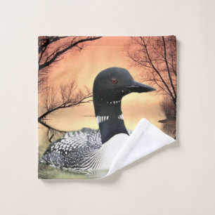 Loon On Lake Loon Reflections Call Of The Loon Wash Cloth