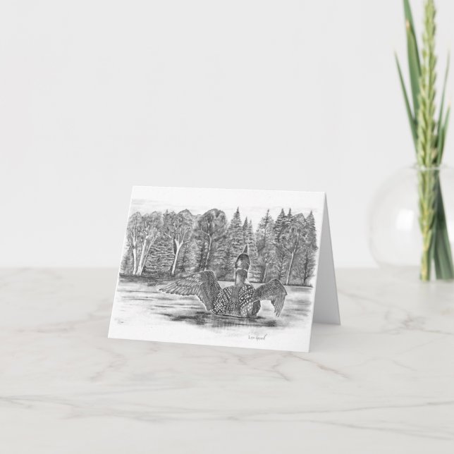 Loon on Lotus Lake Card (Front)