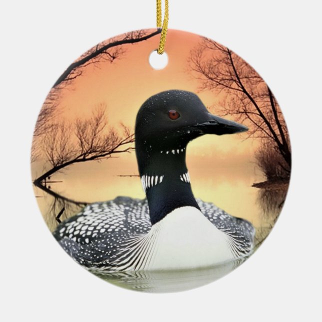 Loon Reflections Ceramic Ornament (Front)