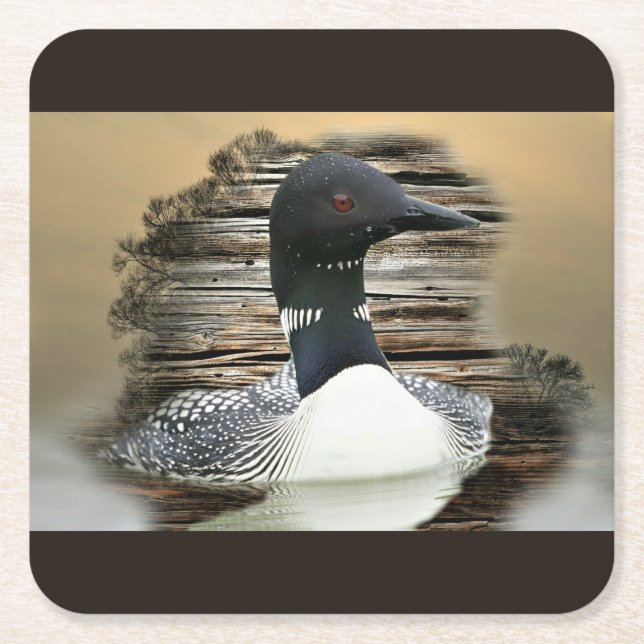 Loon Square Paper Coaster (Front)