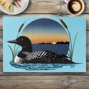 Loon Sunset Blue Jigsaw Puzzle