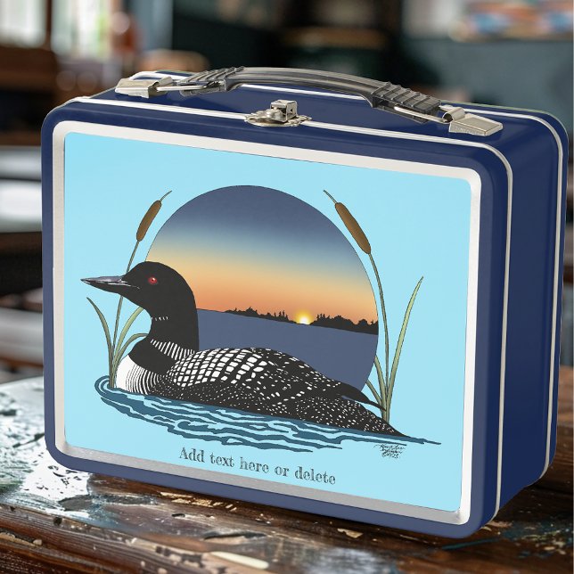 Loon Sunset Blue Metal Lunch Box (Creator Uploaded)