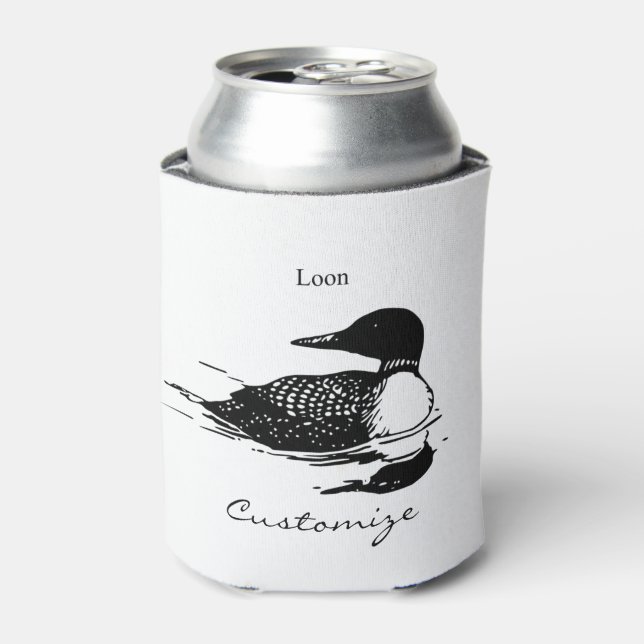 Loon Swimming Bird Art Thunder_Cove Can Cooler (Can Front)
