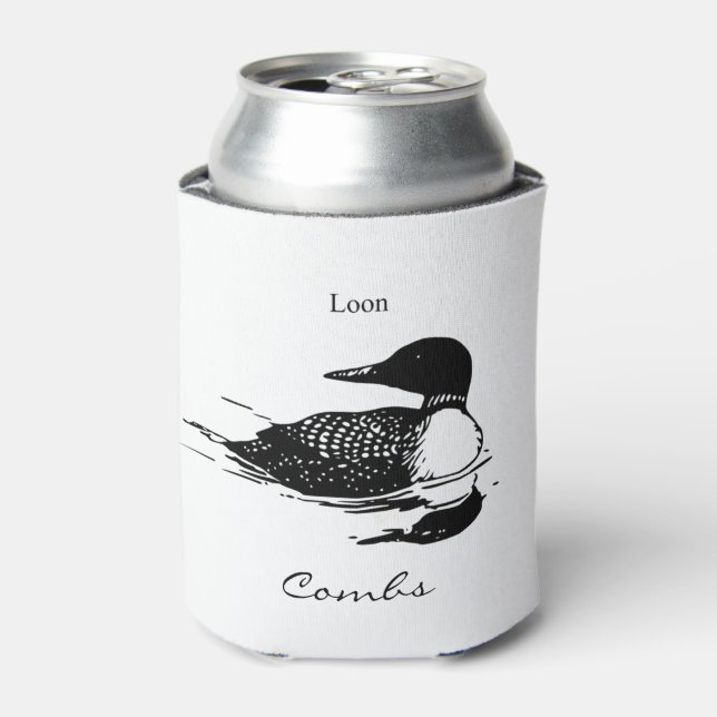 Loon Swimming Bird Art Thunder_Cove Can Cooler (Can Front)