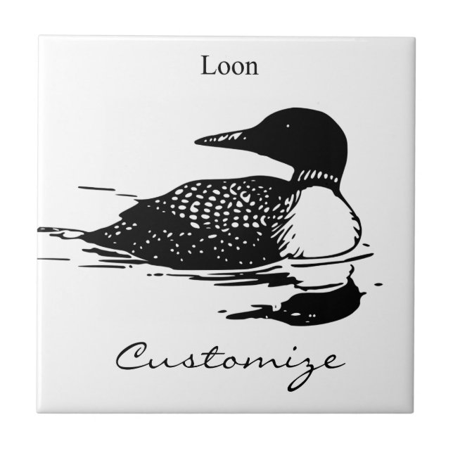 Loon Swimming Bird Art Thunder_Cove Ceramic Tile (Front)