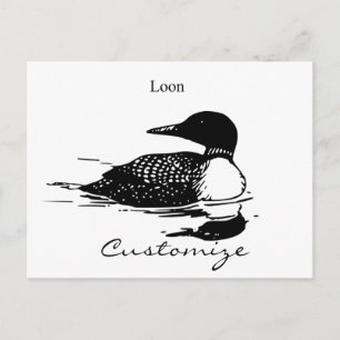 Loon Swimming Bird Art Thunder_Cove Postcard