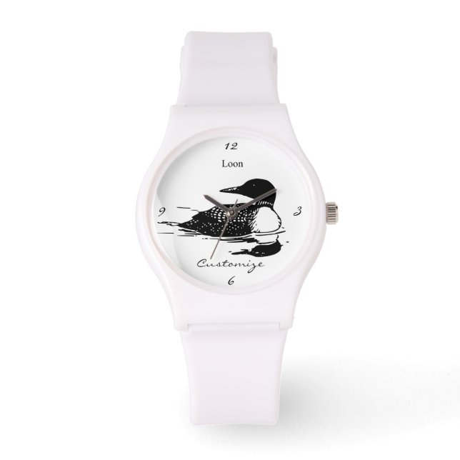 Loon Swimming Bird Art Thunder_Cove Watch (Front)